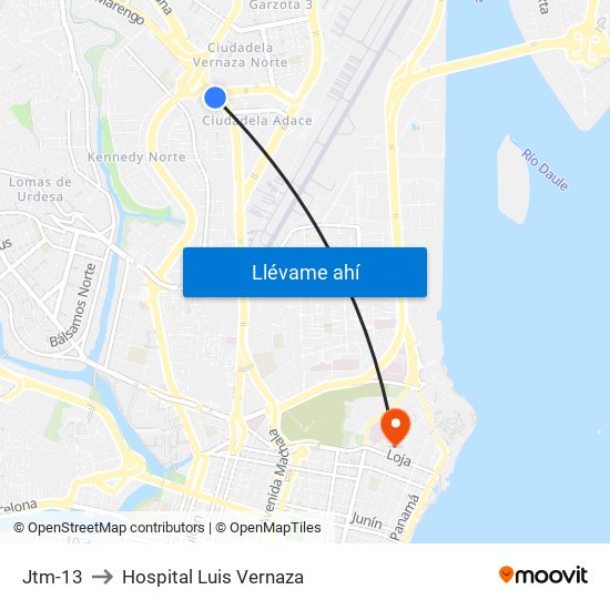 Jtm-13 to Hospital Luis Vernaza map