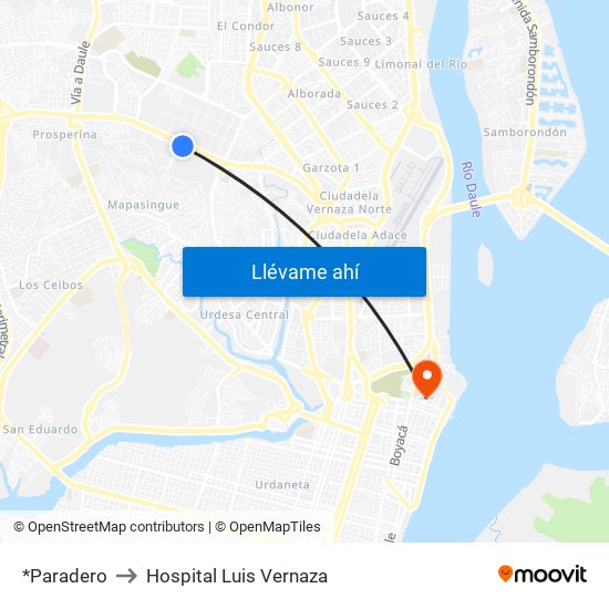 *Paradero to Hospital Luis Vernaza map