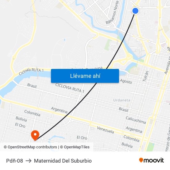 Pdñ-08 to Maternidad Del Suburbio map