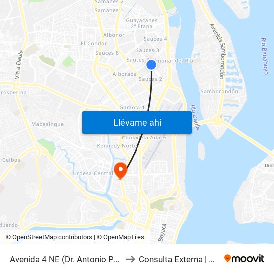 Avenida 4 NE (Dr. Antonio Parra Velasco) Y 4to Callejon 16a to Consulta Externa | Hospital Clínica Kennedy map