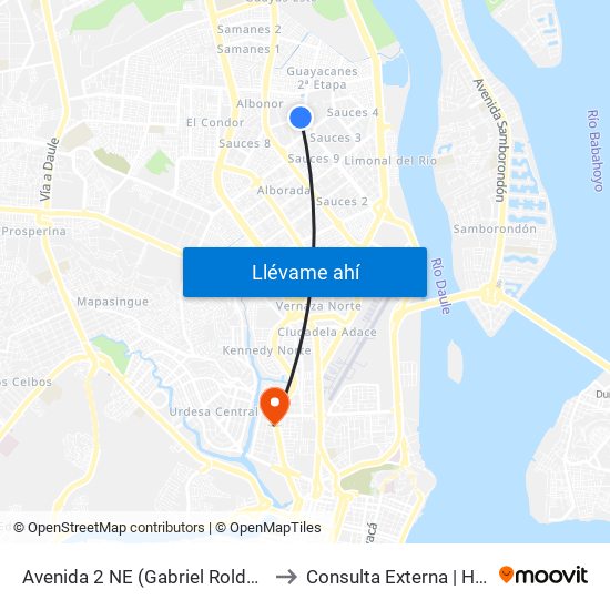 Avenida 2 NE (Gabriel Roldos Garces) Y 9no Pasaje 3a NE to Consulta Externa | Hospital Clínica Kennedy map