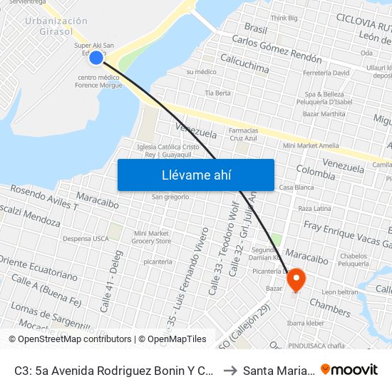 C3: 5a  Avenida Rodriguez Bonin Y Calle 3 So to Santa Marianita map