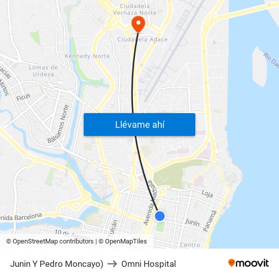 Junin Y Pedro Moncayo) to Omni Hospital map