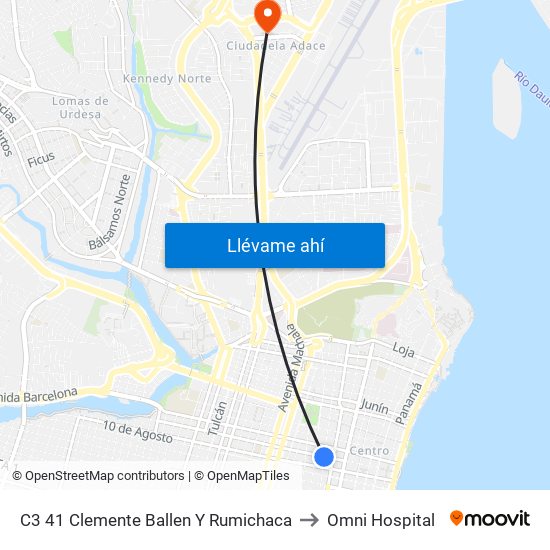 C3 41 Clemente Ballen Y Rumichaca to Omni Hospital map