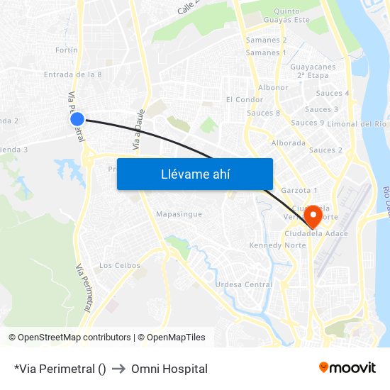 *Via Perimetral () to Omni Hospital map
