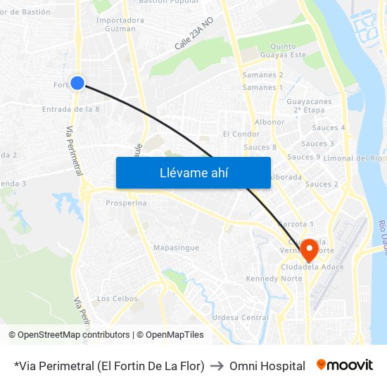 *Via Perimetral (El Fortin De La Flor) to Omni Hospital map