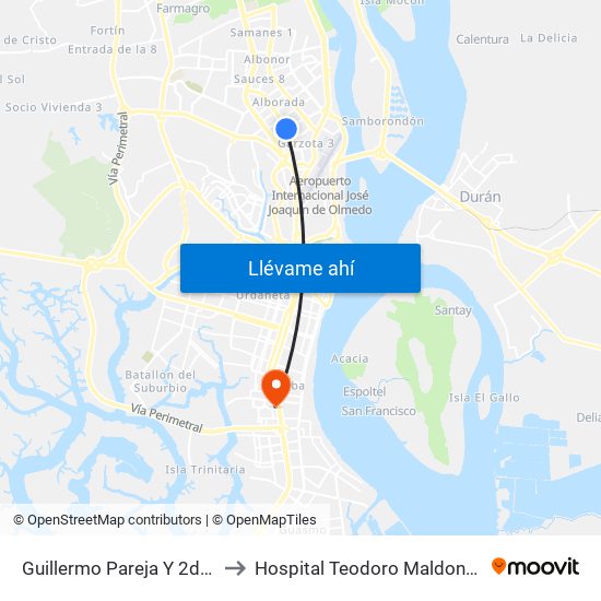 Guillermo Pareja Y  2do Callejon 15e N-E to Hospital Teodoro Maldonado Carbo Htmc Iess map