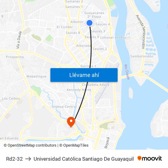 Rd2-32 to Universidad Católica Santiago De Guayaquil map