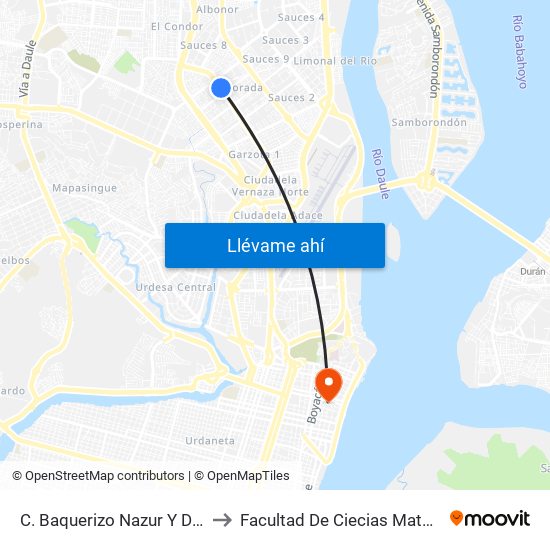 C. Baquerizo Nazur  Y Demetrio Aguilera to Facultad De Ciecias Matemáticas Y Físicas map