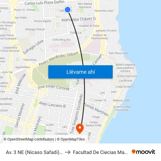 Av. 3 NE (Nicaso Safadi) Y 6 Pasaje 11a NE to Facultad De Ciecias Matemáticas Y Físicas map