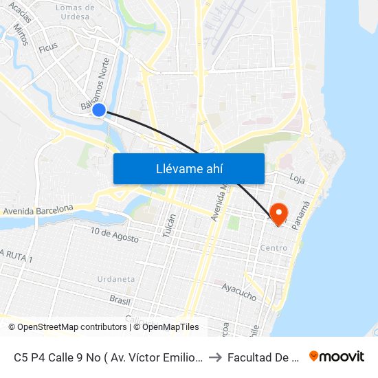 C5 P4 Calle 9 No ( Av. Víctor Emilio Estrada) Y Av. 23 No (Otto Arosemena) (Parque República De Uruguay) to Facultad De Ciecias Matemáticas Y Físicas map