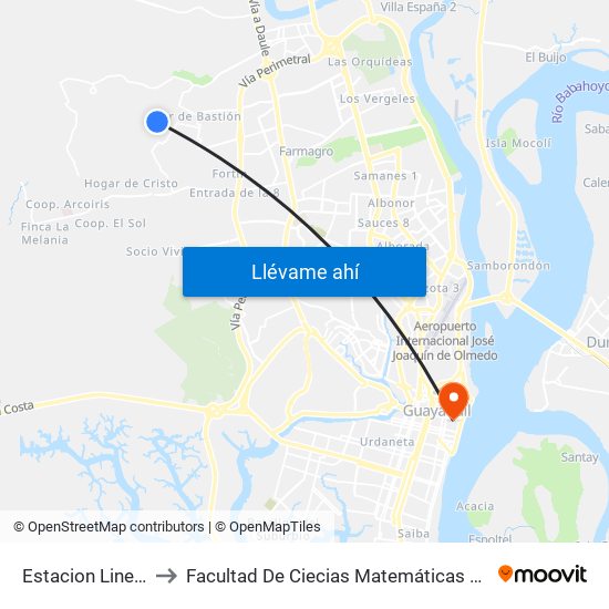 Estacion Linea 49 to Facultad De Ciecias Matemáticas Y Físicas map