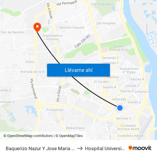 Baquerizo Nazur  Y  Jose Maria Roura to Hospital Universitario map