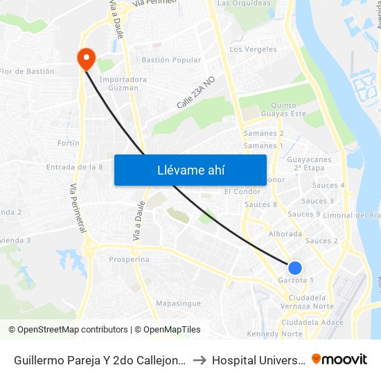 Guillermo Pareja Y  2do Callejon 15e N-E to Hospital Universitario map