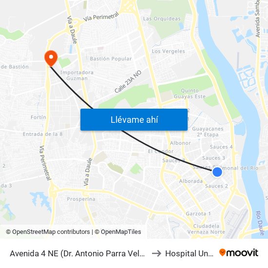 Avenida 4 NE (Dr. Antonio Parra Velasco) Y 4to Callejon 16a to Hospital Universitario map