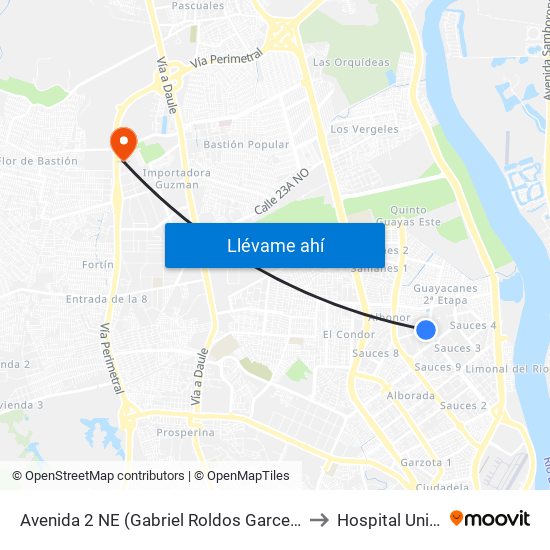 Avenida 2 NE (Gabriel Roldos Garces) Y 9no Pasaje 3a NE to Hospital Universitario map