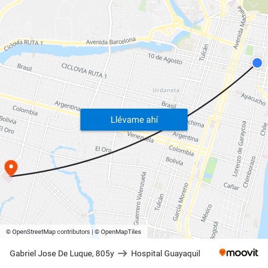 Gabriel Jose De Luque, 805y to Hospital Guayaquil map