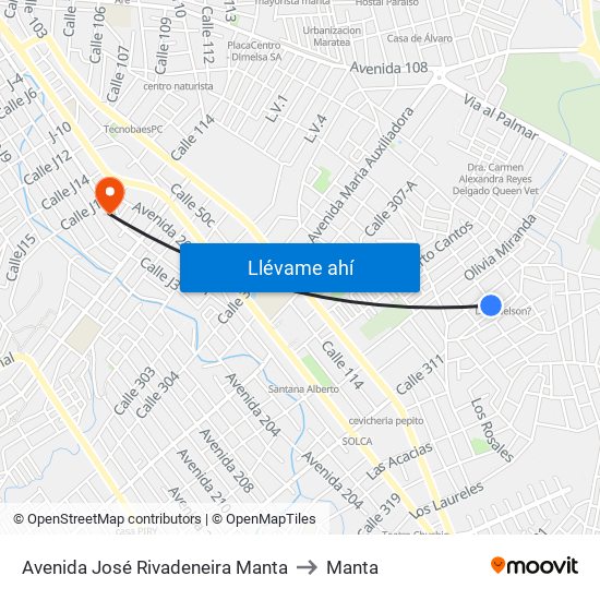 Avenida José Rivadeneira Manta to Manta map