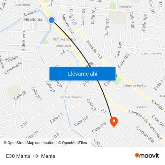 E30 Manta to Manta map