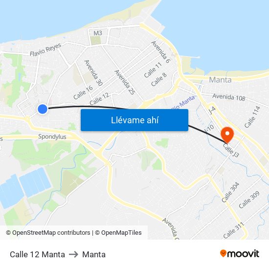 Calle 12 Manta to Manta map