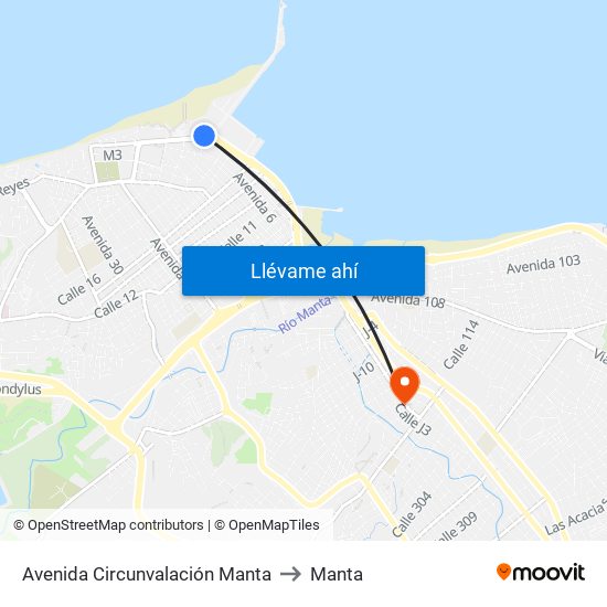 Avenida Circunvalación Manta to Manta map