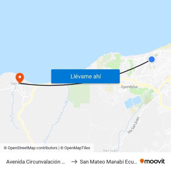 Avenida Circunvalación Manta to San Mateo Manabí Ecuador map