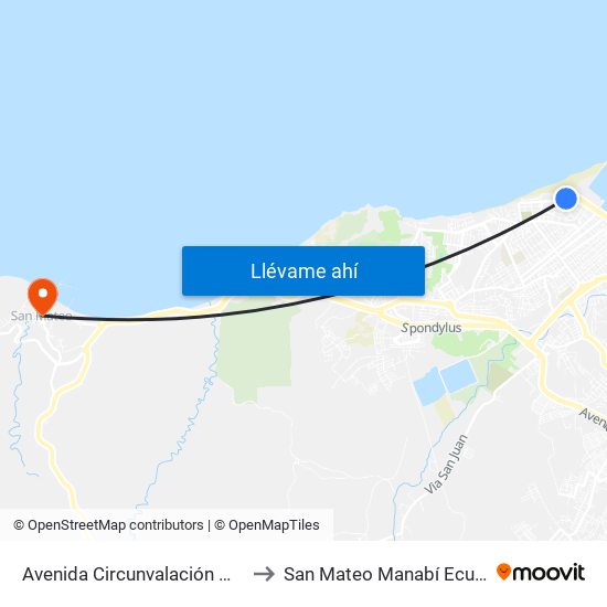 Avenida Circunvalación Manta to San Mateo Manabí Ecuador map