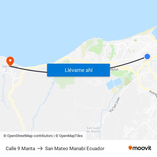 Calle 9 Manta to San Mateo Manabí Ecuador map