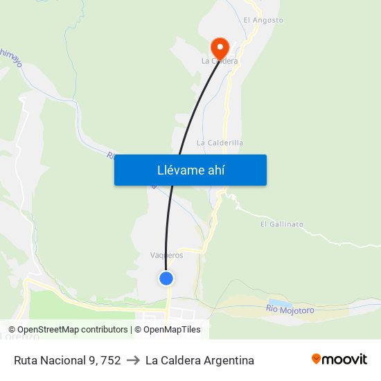 Ruta Nacional 9, 752 to La Caldera Argentina map