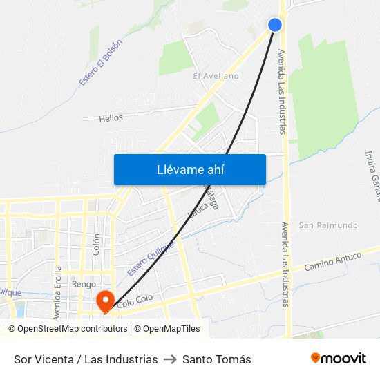 Sor Vicenta /  Las Industrias to Santo Tomás map