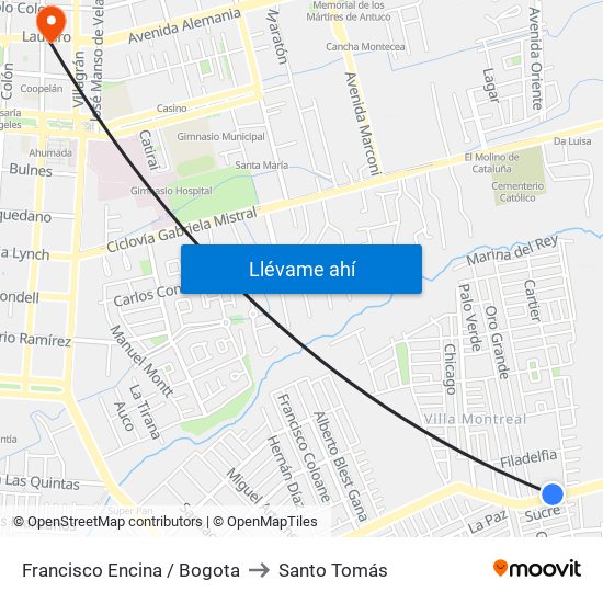 Francisco Encina /  Bogota to Santo Tomás map