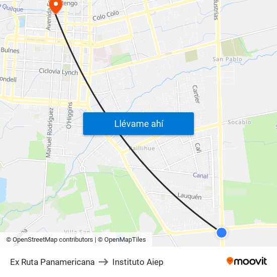 Ex Ruta Panamericana to Instituto Aiep map