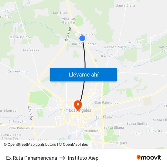 Ex Ruta Panamericana to Instituto Aiep map