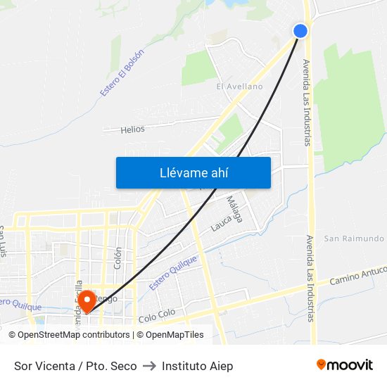 Sor Vicenta /  Pto. Seco to Instituto Aiep map