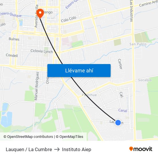 Lauquen /  La Cumbre to Instituto Aiep map