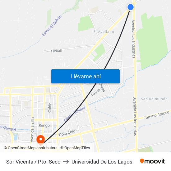 Sor Vicenta /  Pto. Seco to Universidad De Los Lagos map