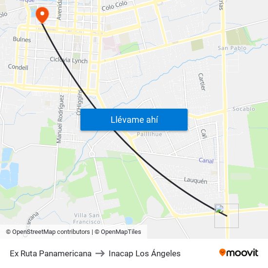 Ex Ruta Panamericana to Inacap Los Ángeles map