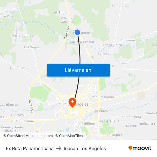 Ex Ruta Panamericana to Inacap Los Ángeles map
