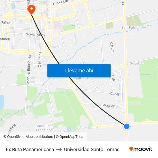 Ex Ruta Panamericana to Universidad Santo Tomás map