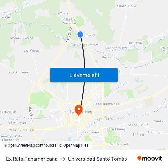 Ex Ruta Panamericana to Universidad Santo Tomás map