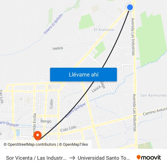 Sor Vicenta /  Las Industrias to Universidad Santo Tomás map
