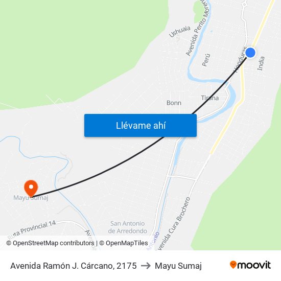 Avenida Ramón J. Cárcano, 2175 to Mayu Sumaj map