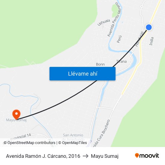 Avenida Ramón J. Cárcano, 2016 to Mayu Sumaj map