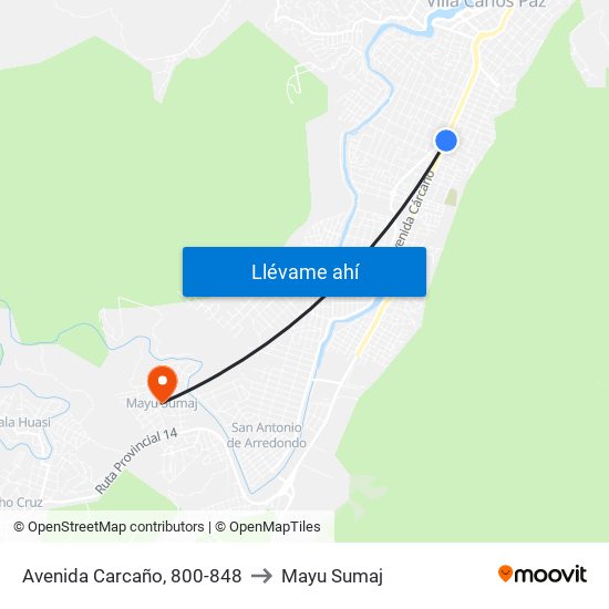Avenida Carcaño, 800-848 to Mayu Sumaj map