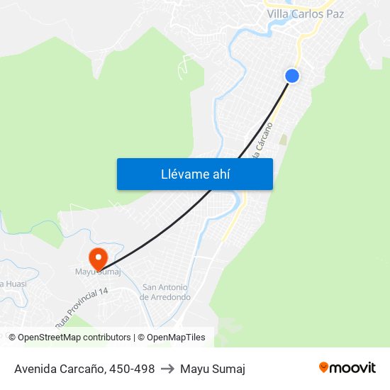 Avenida Carcaño, 450-498 to Mayu Sumaj map