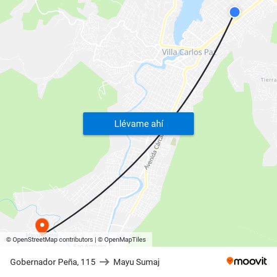 Gobernador Peña, 115 to Mayu Sumaj map