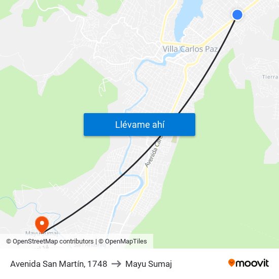 Avenida San Martín, 1748 to Mayu Sumaj map