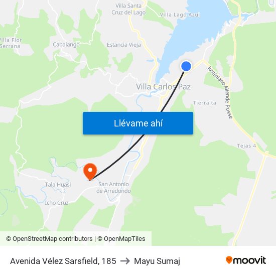 Avenida Vélez Sarsfield, 185 to Mayu Sumaj map