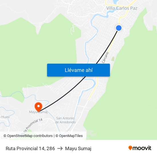 Ruta Provincial 14, 286 to Mayu Sumaj map