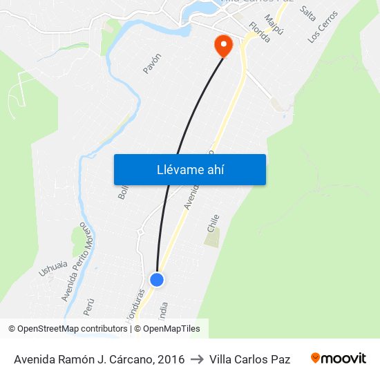 Avenida Ramón J. Cárcano, 2016 to Villa Carlos Paz map